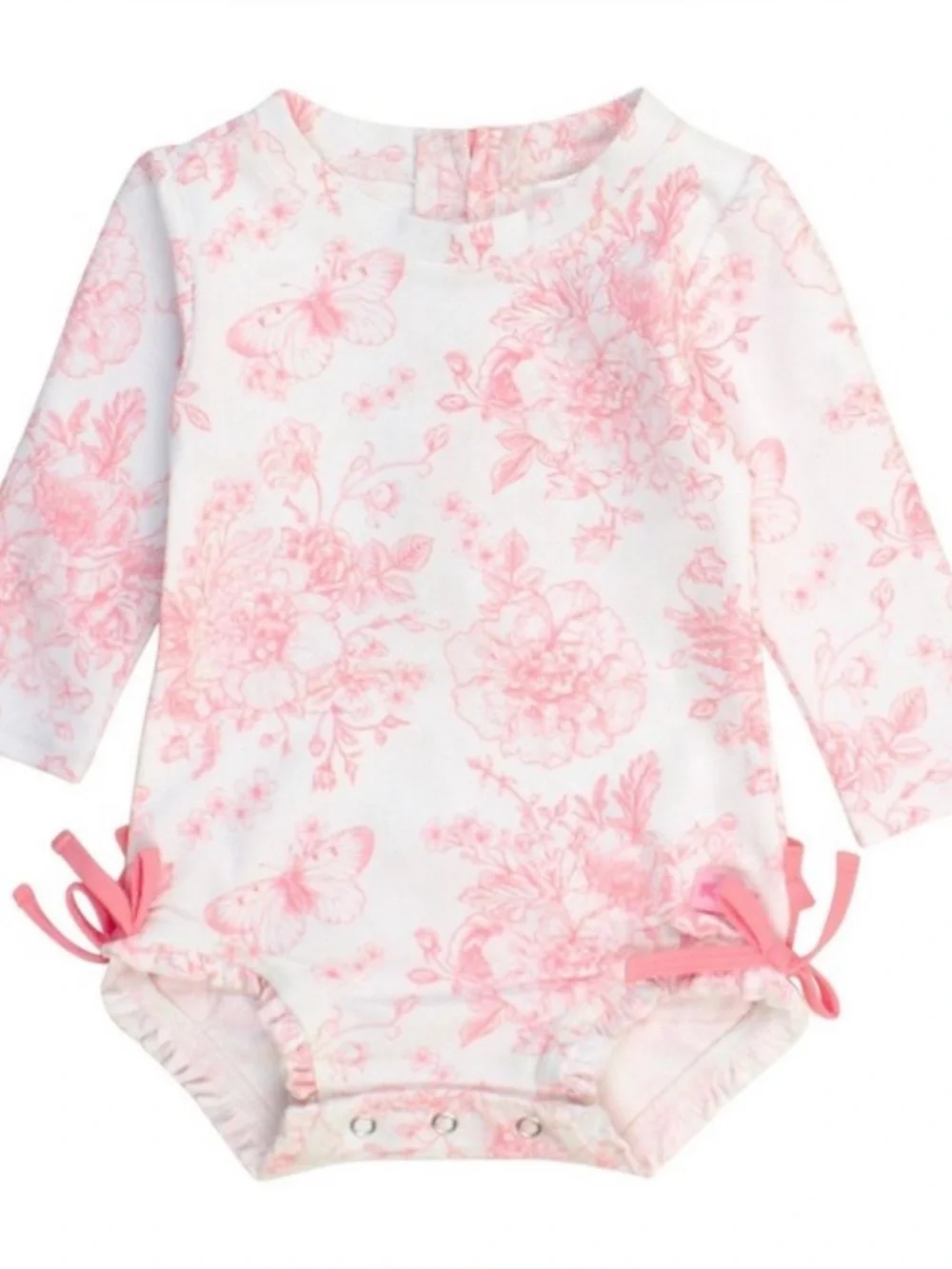 NWT - Rufflebutts Baby Girl long-sleeve rash guard bathing suit - Picture 2 of 7